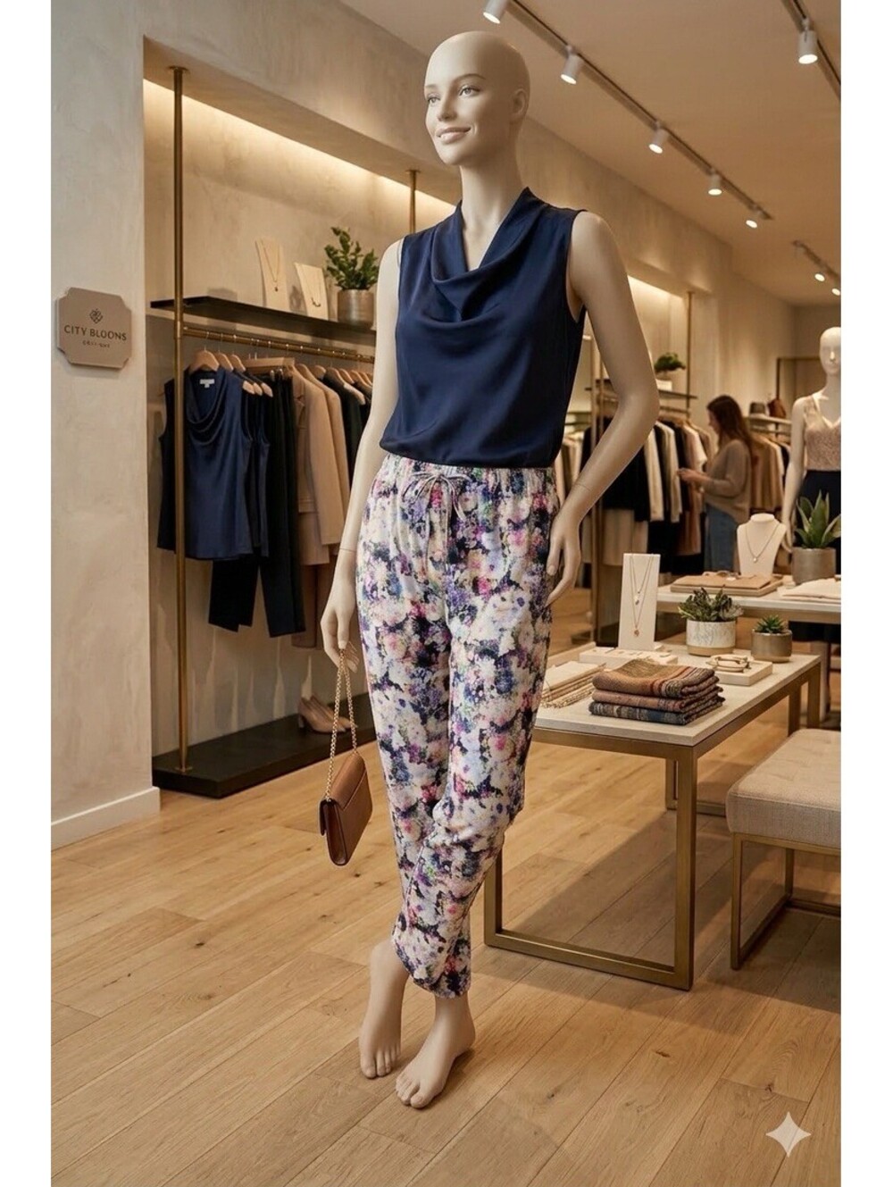 Xhilaration Pull On Drawstring Pants Women’s M Floral Colorful B75